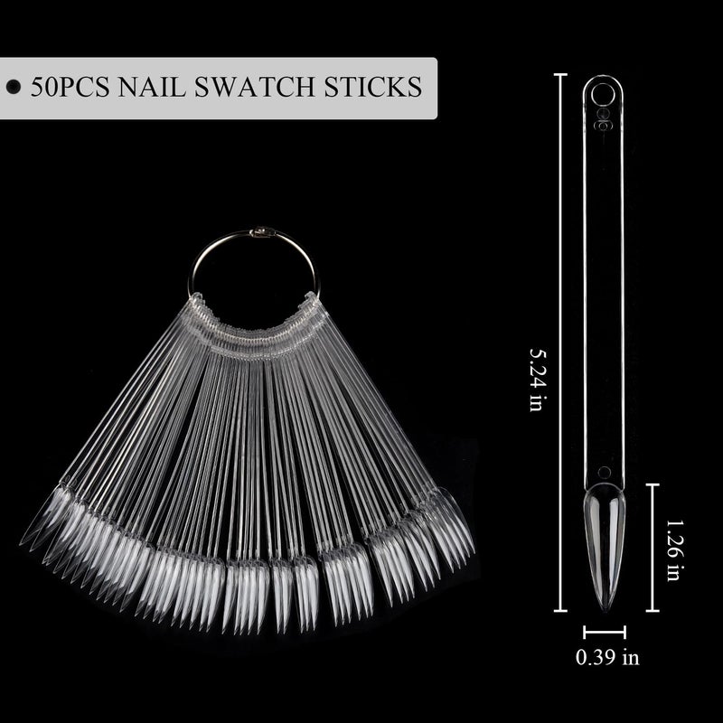 furtherpretty Clear Nail Swatch Sticks with Number Stickers, 50 Pcs Stiletto Nail Sample Swatches for Gel Polish Color Display Practice Nails muestrario de colores para uñas Manicure Supplies - Image 2